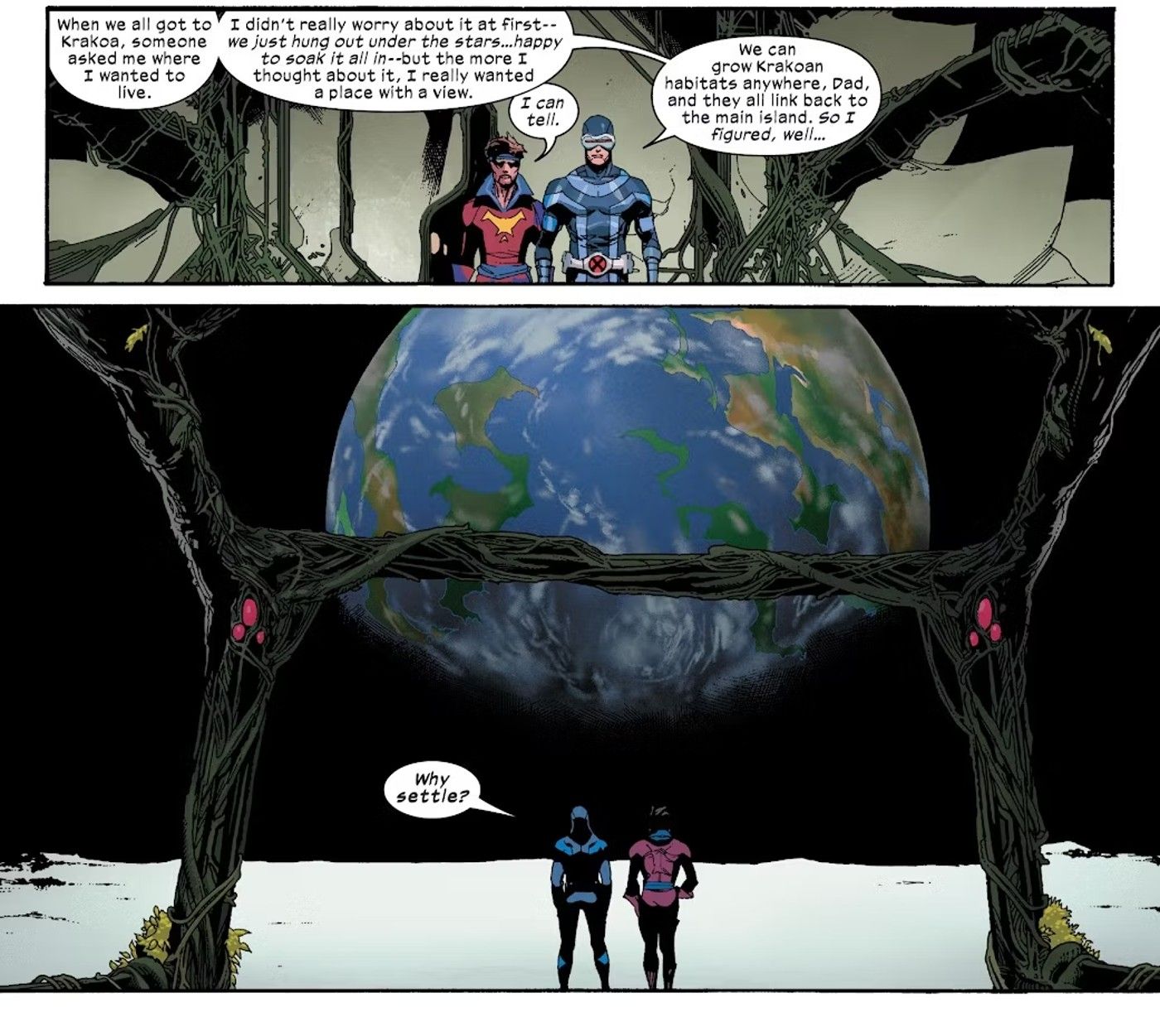 Cyclops and Corsair Looking at Earth from the Moon