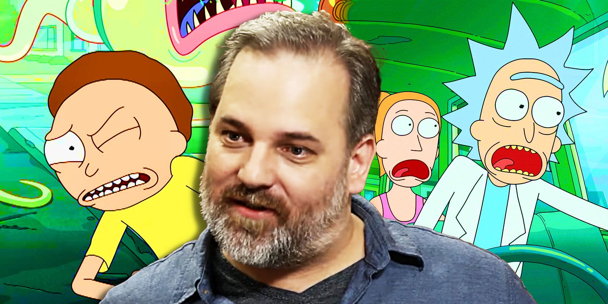 Dan Harmon and Rick and Morty in Rickdependence Spray
