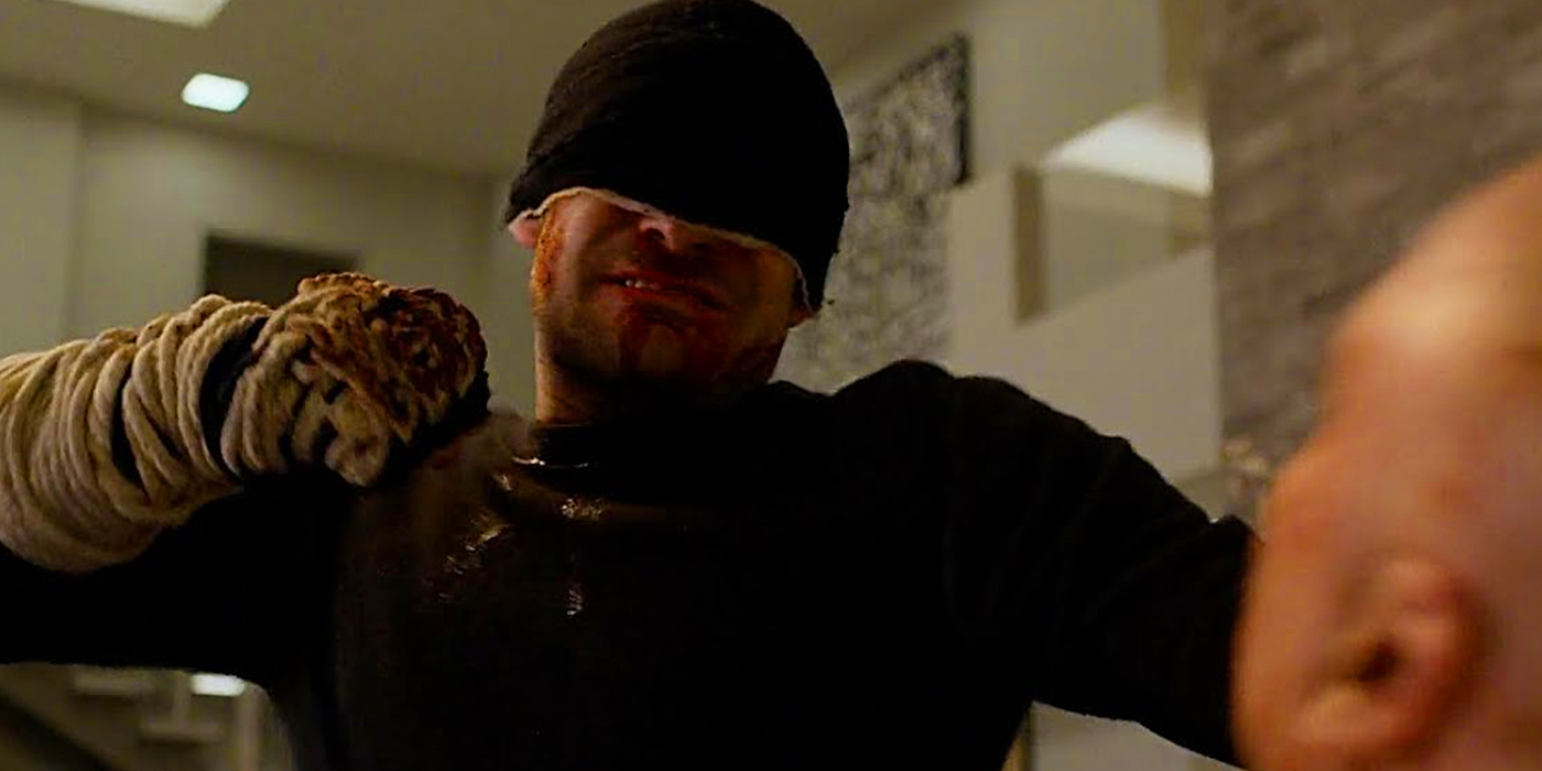 Daredevil fighting Wilson Fisk in Daredevil on Netflix