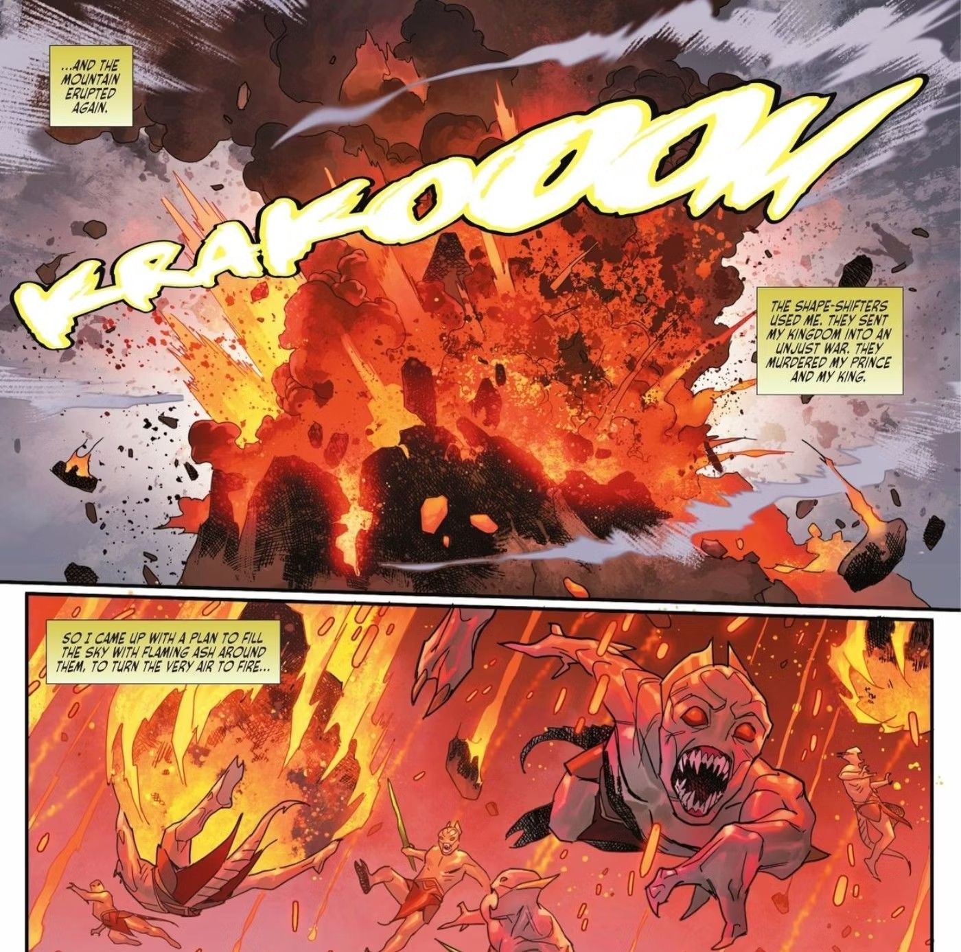 Dark Knights of Steel Martians Set on Fire from Volcano