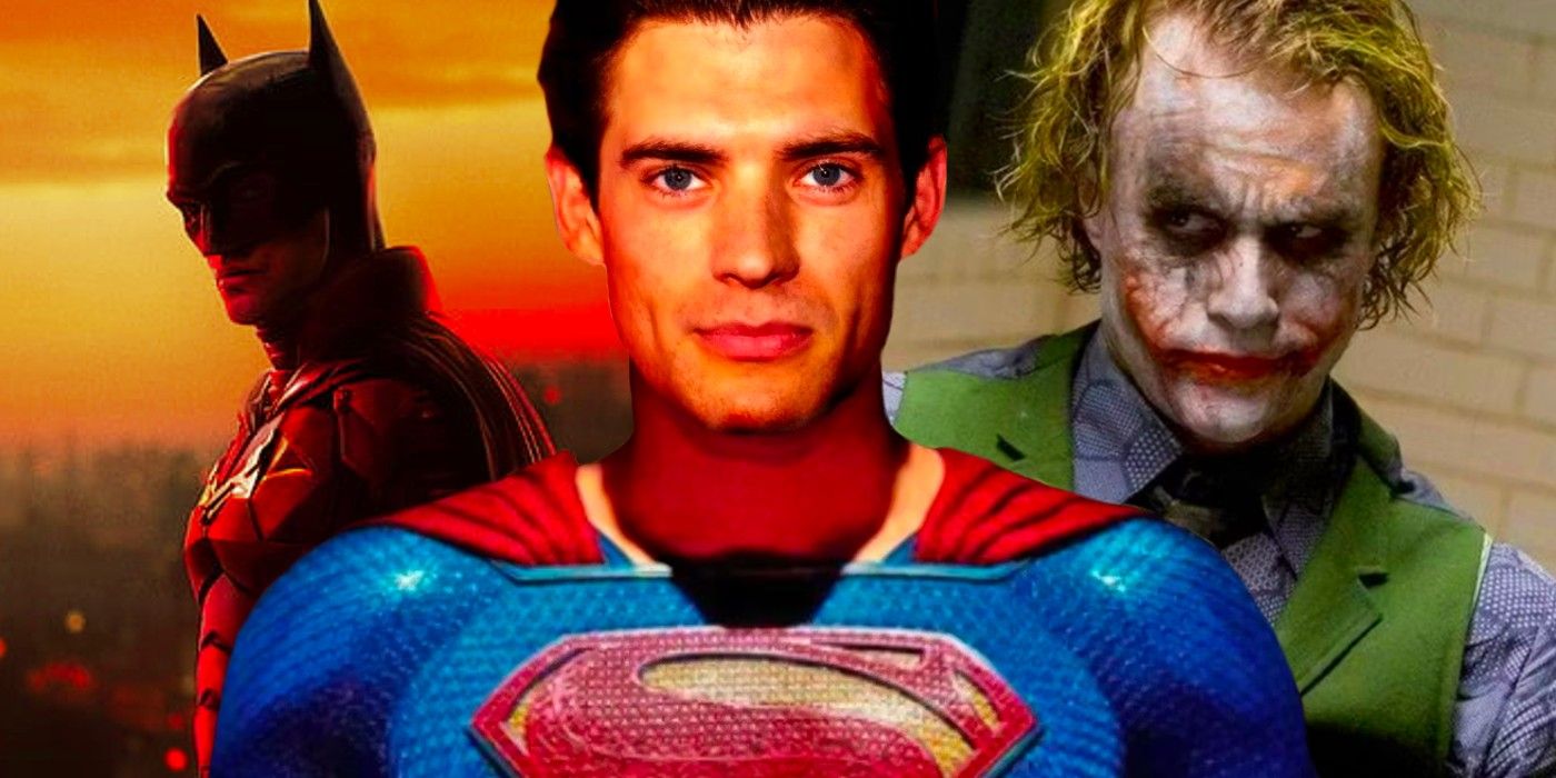 David Corenswet as Superman with Heath Ledger's Joker and Robert Pattinson in The Batman