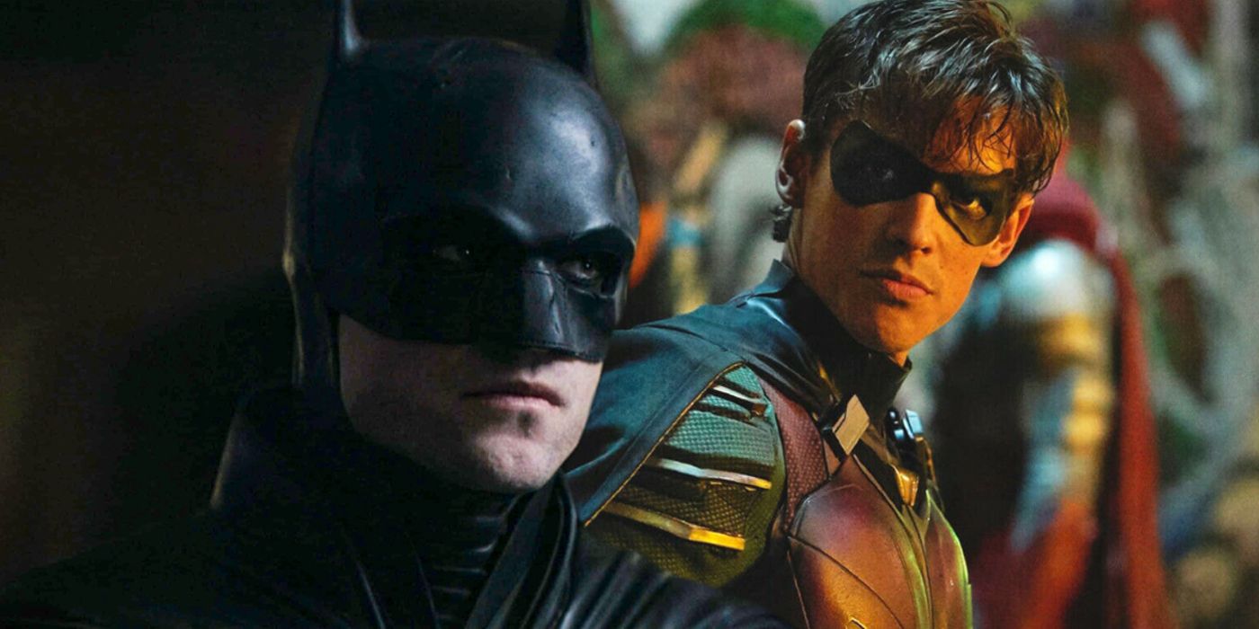 Custom image of Robert Pattinson in The Batman and Titans' Robin.