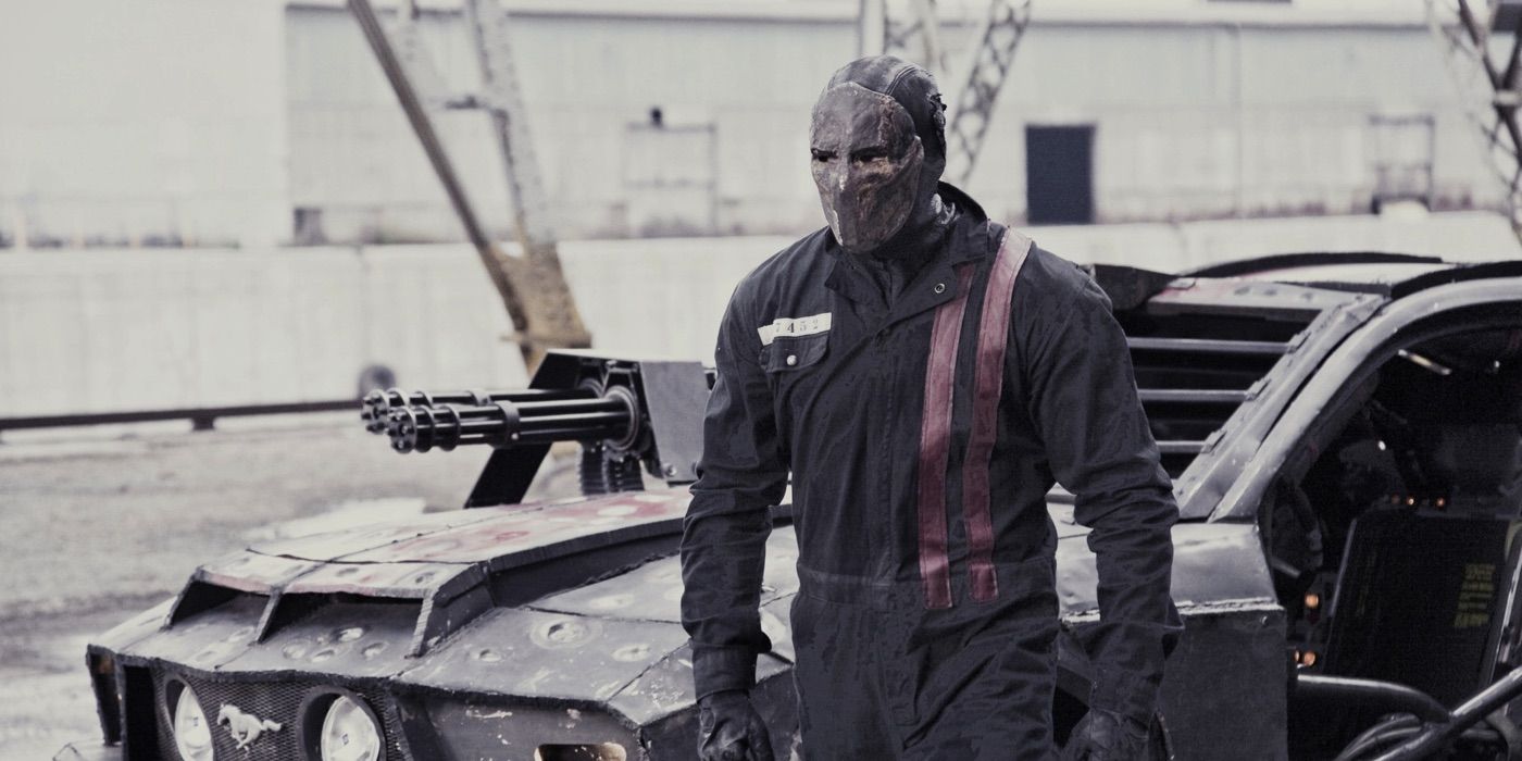 Frankenstein stands by his car in Death Race 