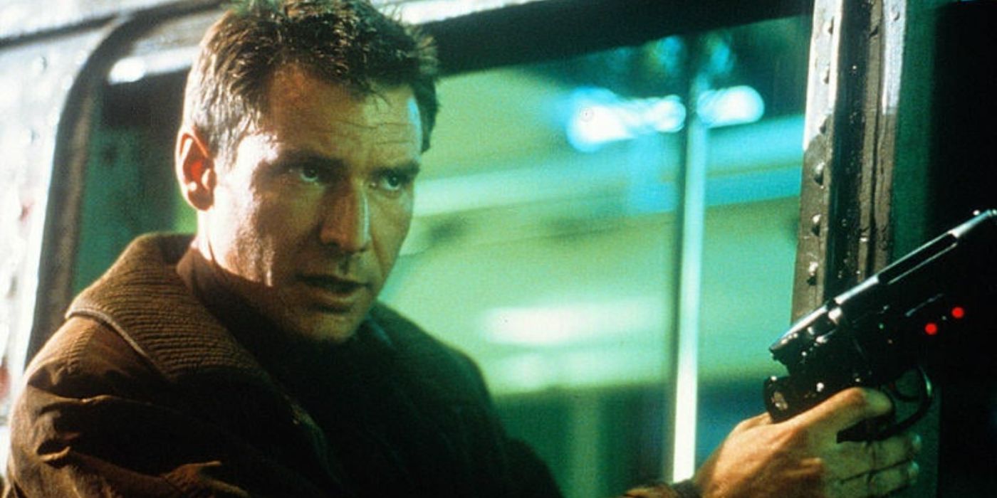 Harrison Ford as Deckard Shaw getting off a train in Blade Runner