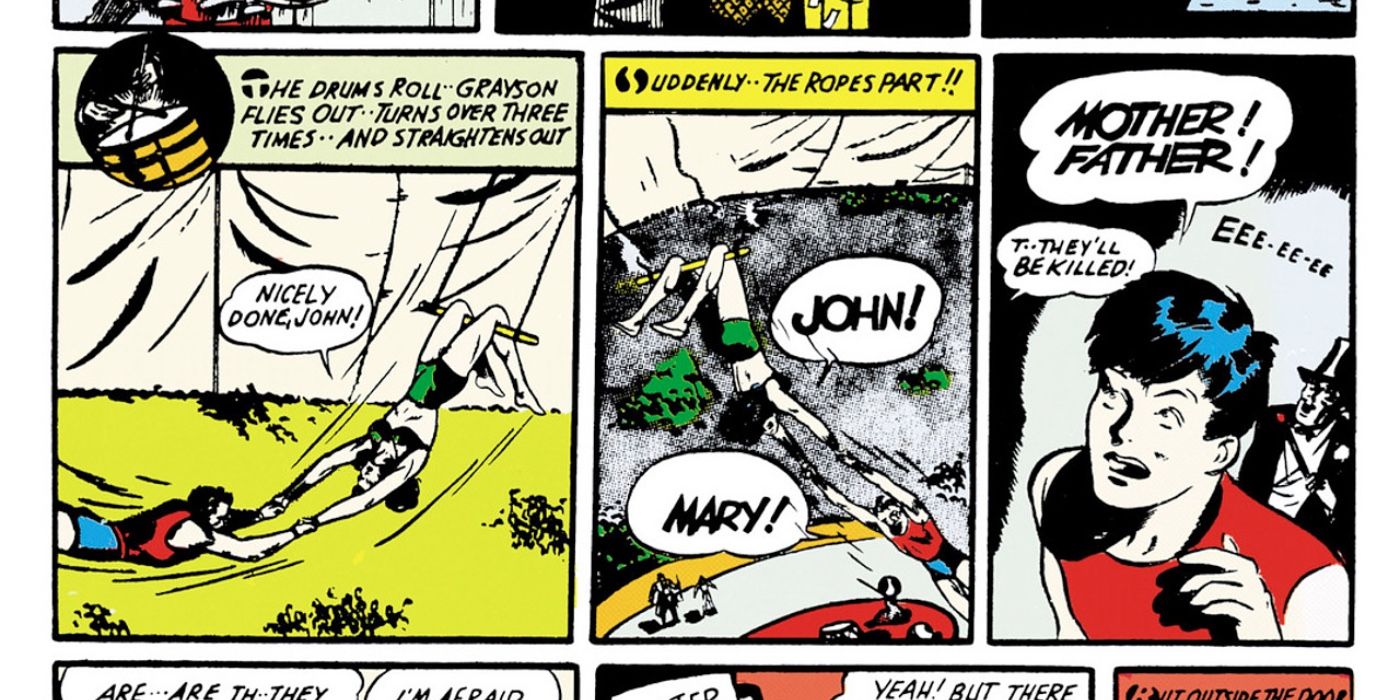 Dick Grayson observa seus pais caírem do trapézio