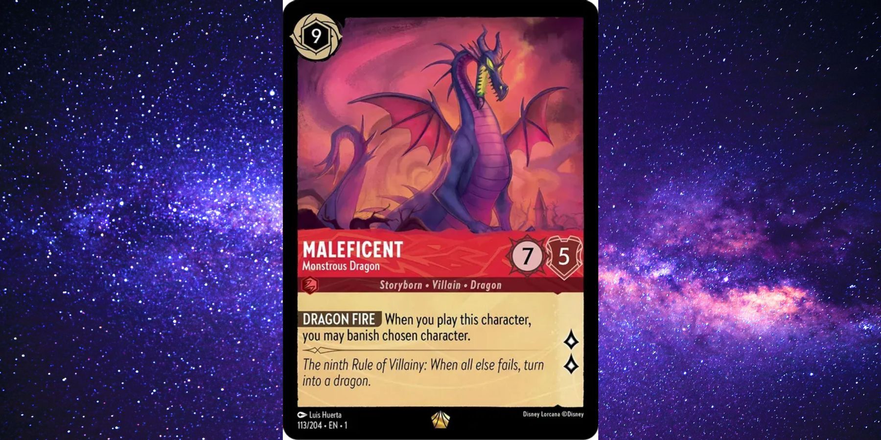 Disney Lorcana Maleficent Dragon Legendary Card