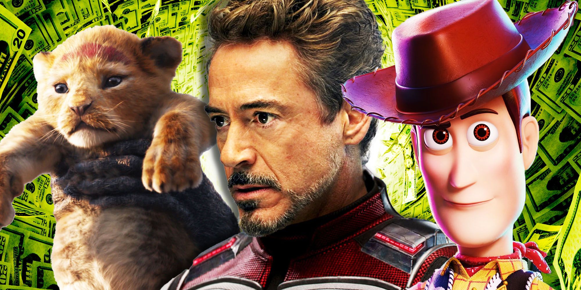 Lion King live-action , Tony Stark in Iron Man, and Woody in Toy Story