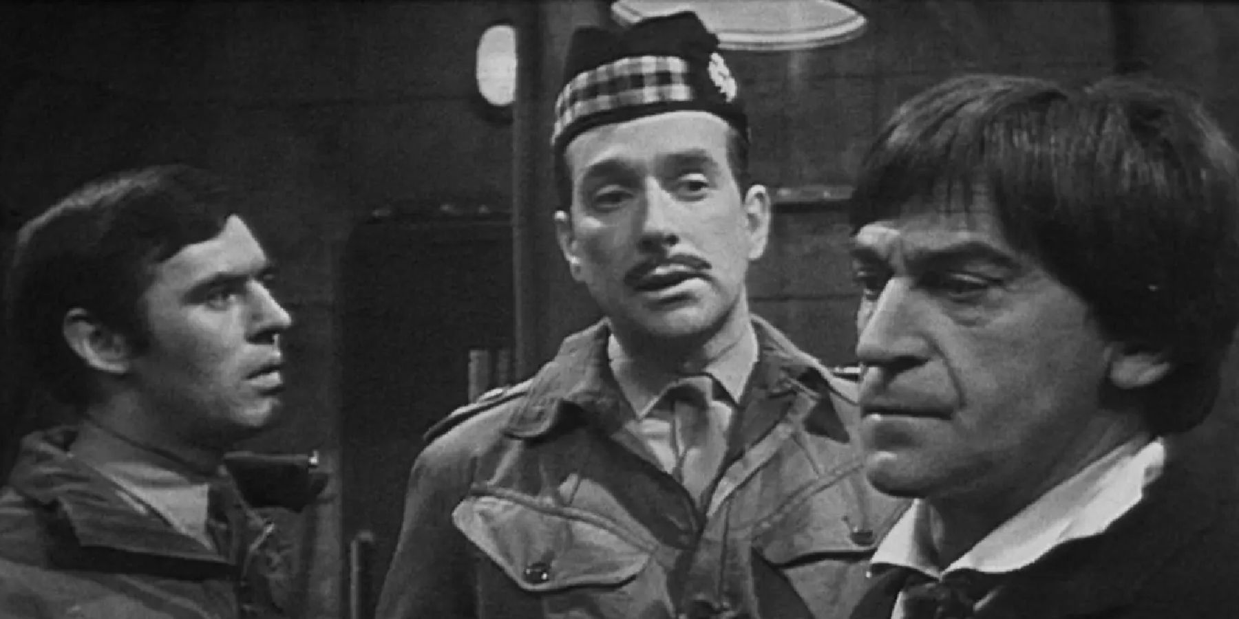 The Doctor and Lethbridge-Stewart discuss the Yeti