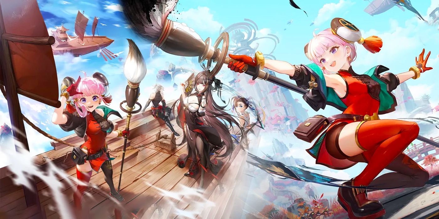Artwork from Tower of Fantasy showing character Liu Huo wielding an oversized paintbrush.