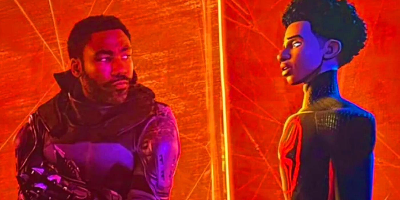 Donald Glover's Prowler and Miles Morales in Spider-Man Across the Spider-Verse