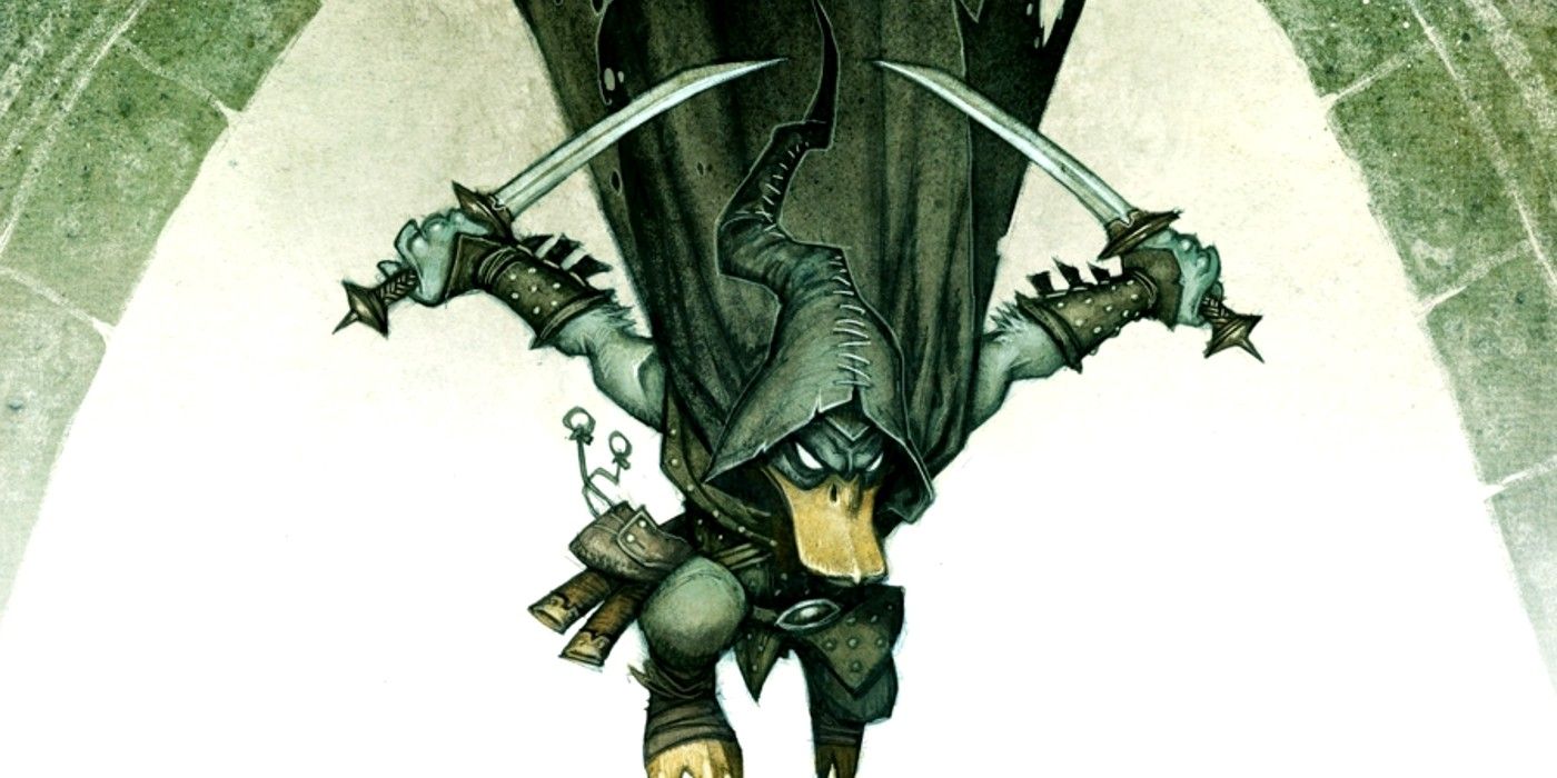 Dragonbane Mallard lag, showing a duck murderer diving downward with daggers.