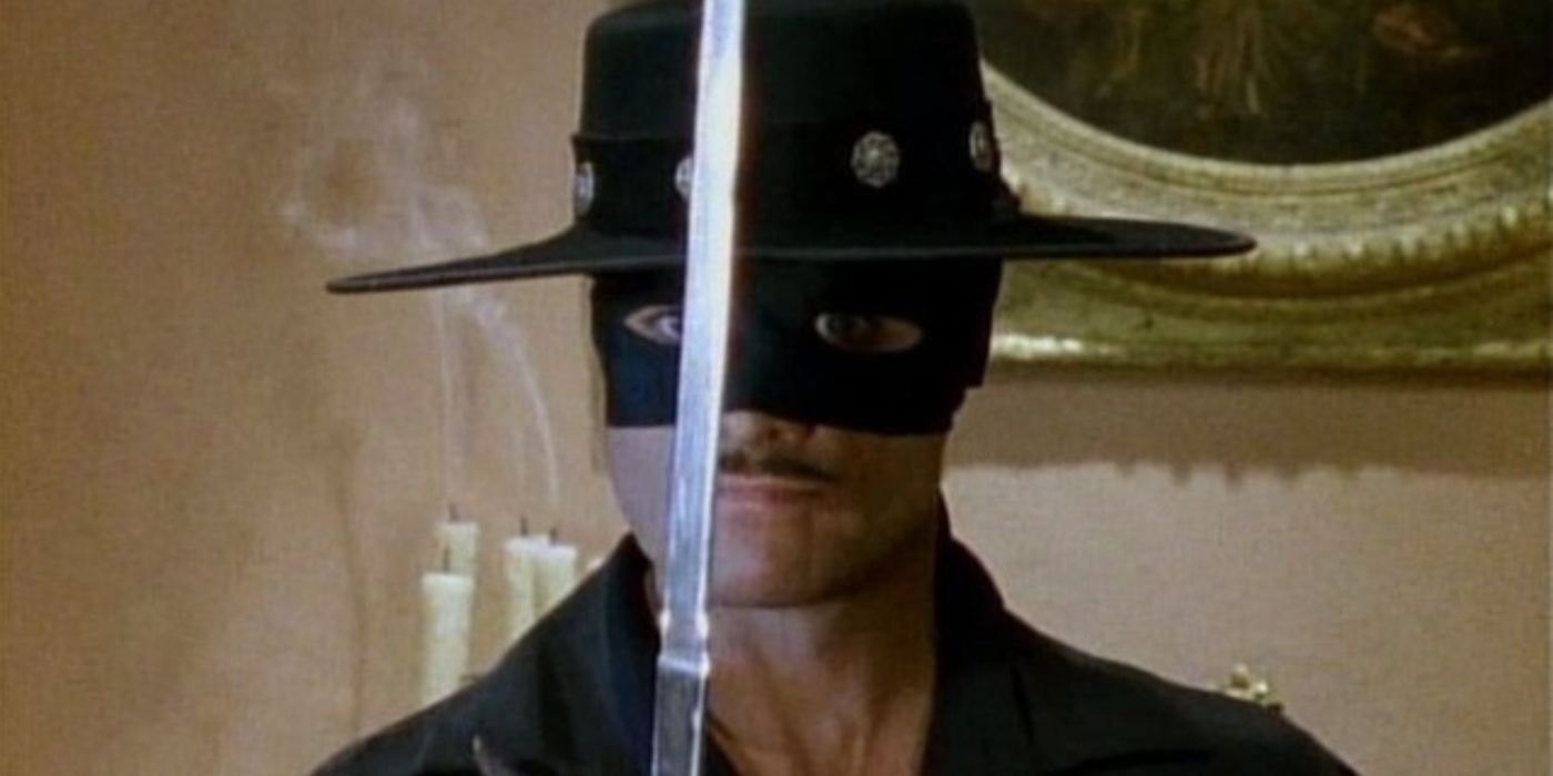 Duncan Regehr holding a sword as Zorro