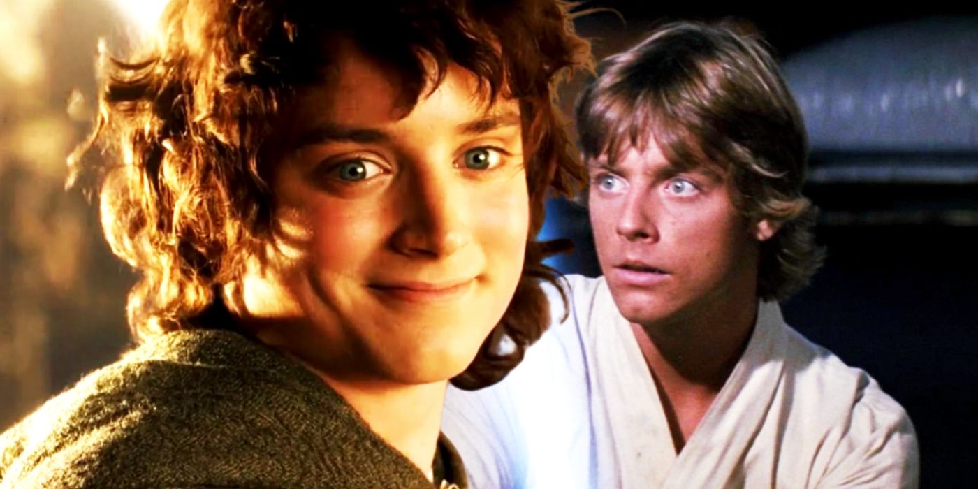 Custom image of Elijah Wood smiling as Frodo in Lord of the Rings and Mark Hamill as Luke in Star Wars.