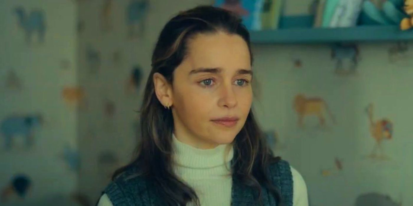 Emilia Clarke looking off camera in The Pod Generation