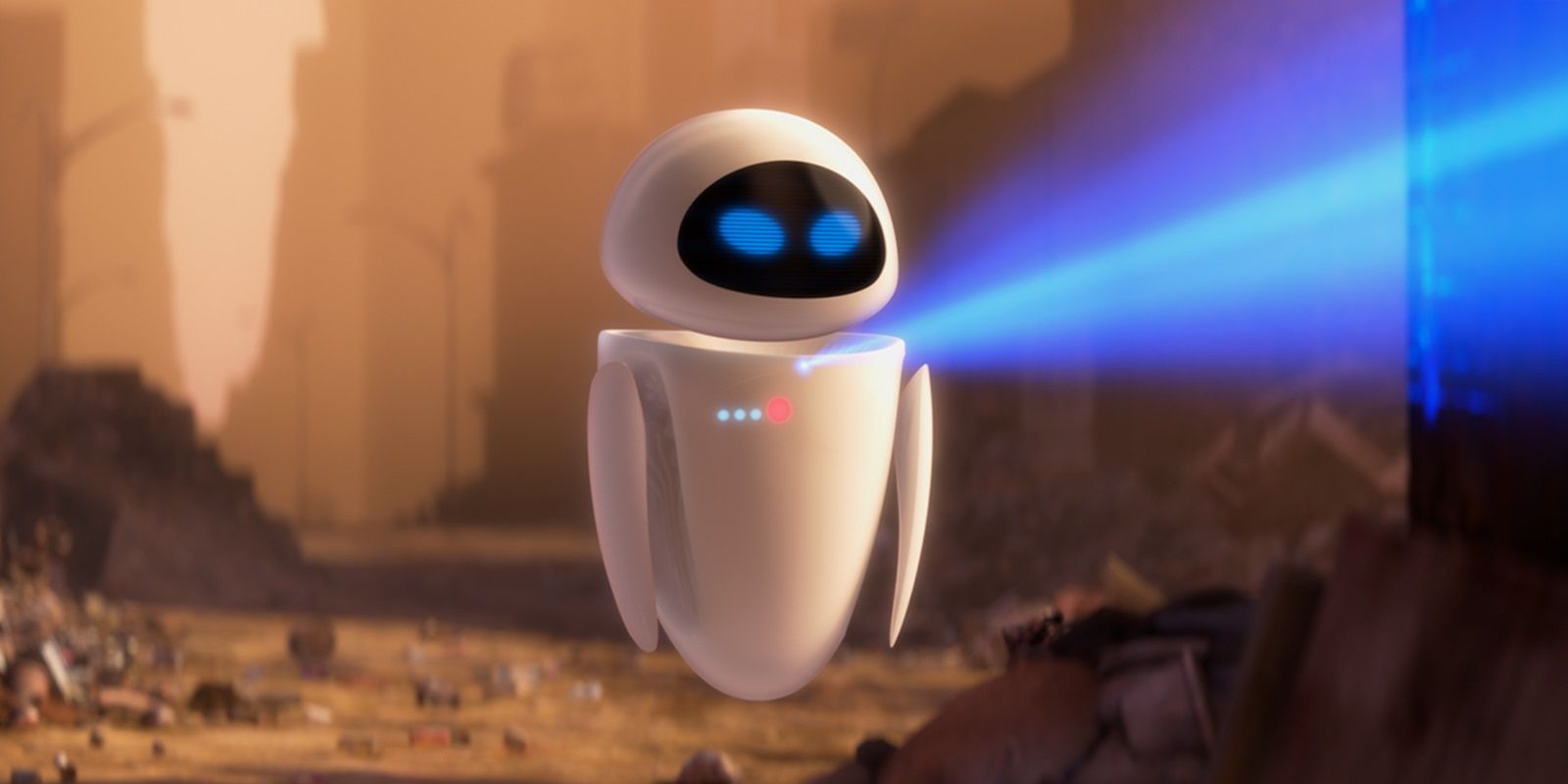 EVE scans a street in WALL-E