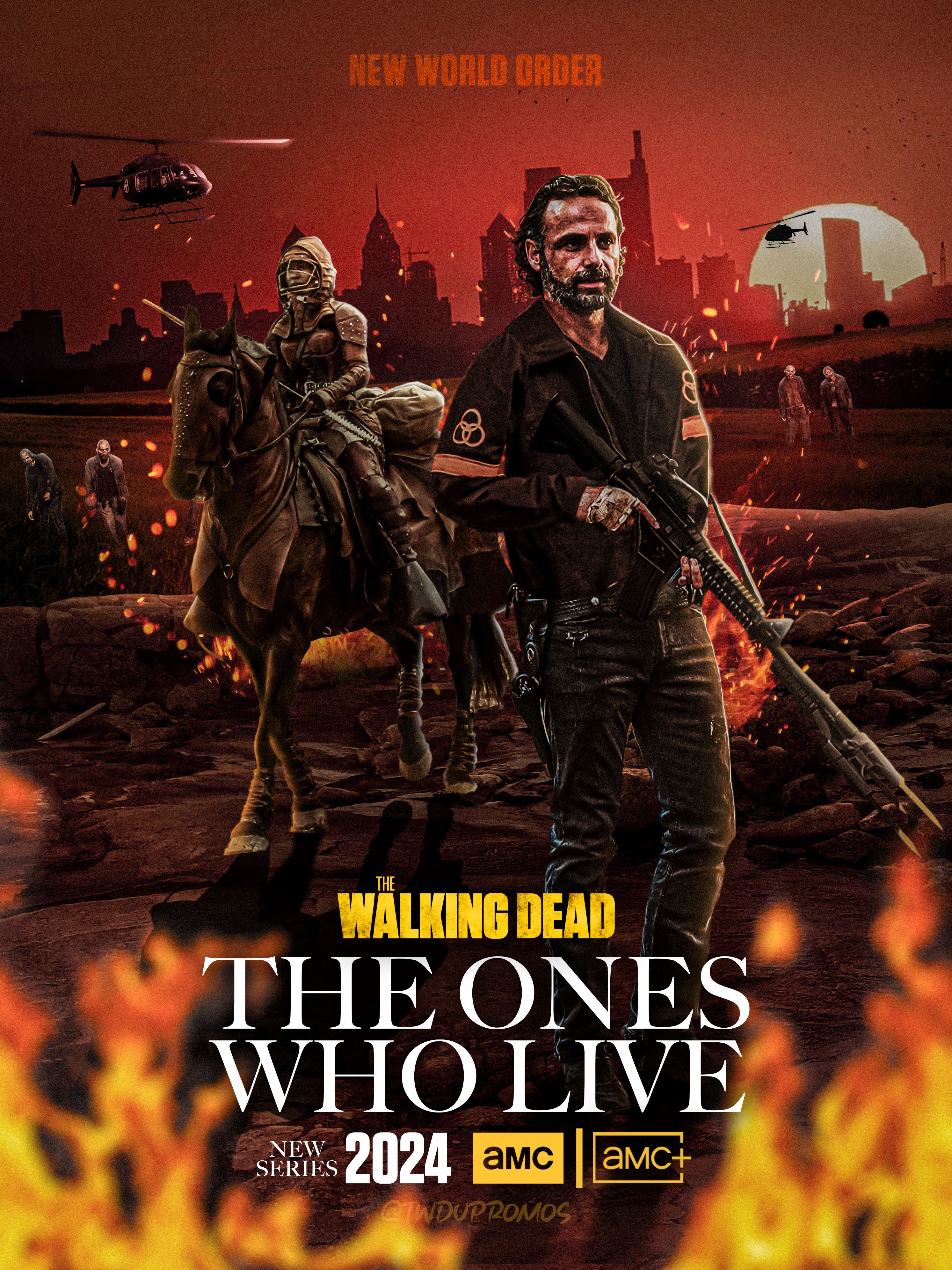 Explosive Showdown: Rick & Michonne Unleash Apocalypse in Epic Walking Dead Spinoff Fan Poster