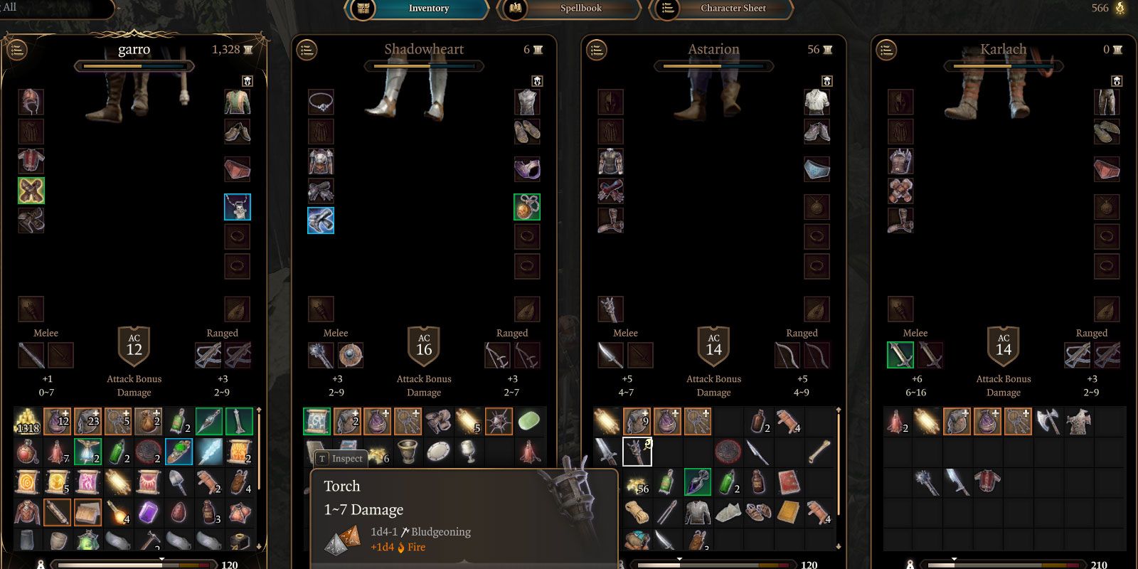 Floating character models in inventory screen in Baldur’s Gate 3.