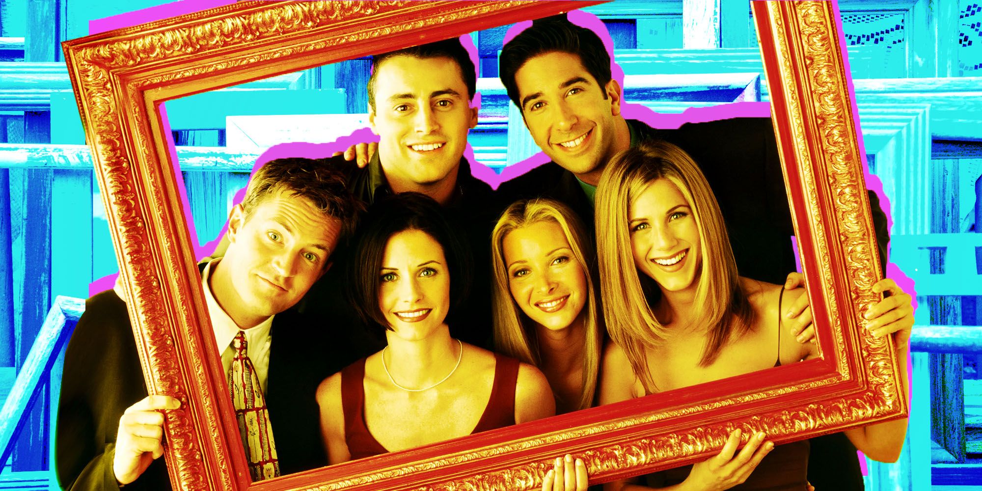 Friends cast holding a frame
