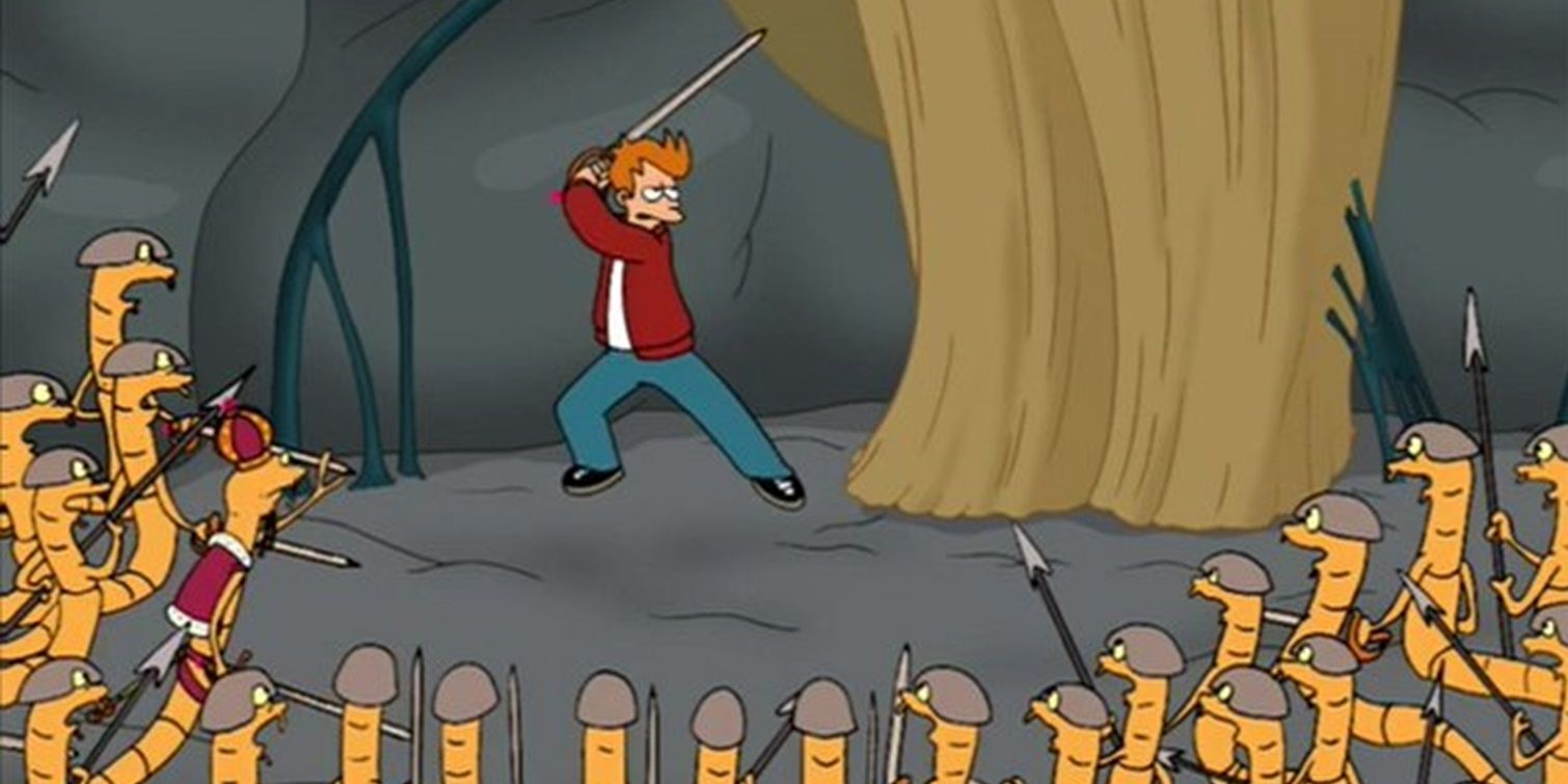 Fry fights off his own parasites in Futurama