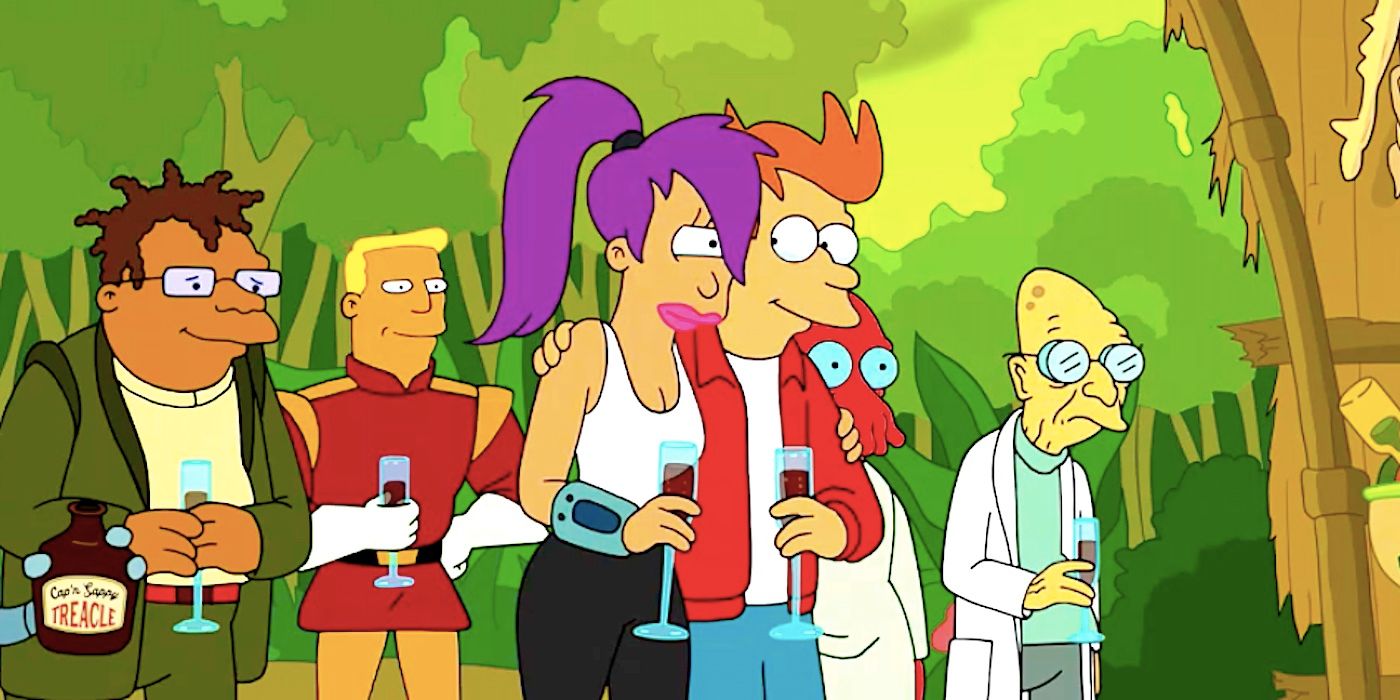 Futurama season 11 episode 2 Fry and Leela embrace