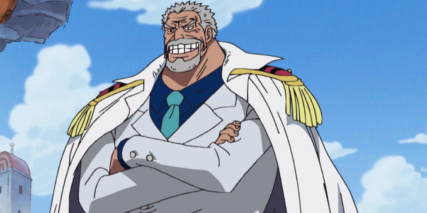 Garp from One Piece smiling with his arms crossed