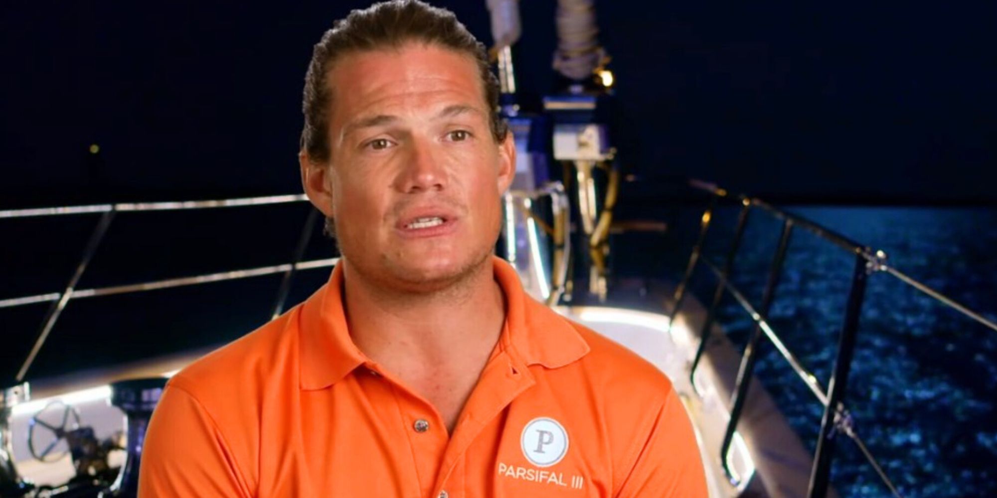 Gary King from Below Deck Sailing Yacht from Season 3 in orange shirt