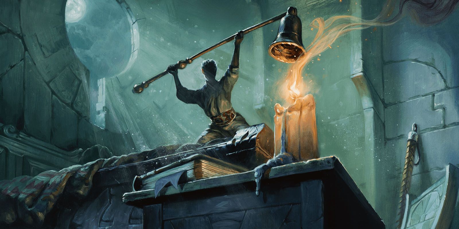 Giant Foundling in D&amp;D lighting a giant candle in an oversized bedroom.