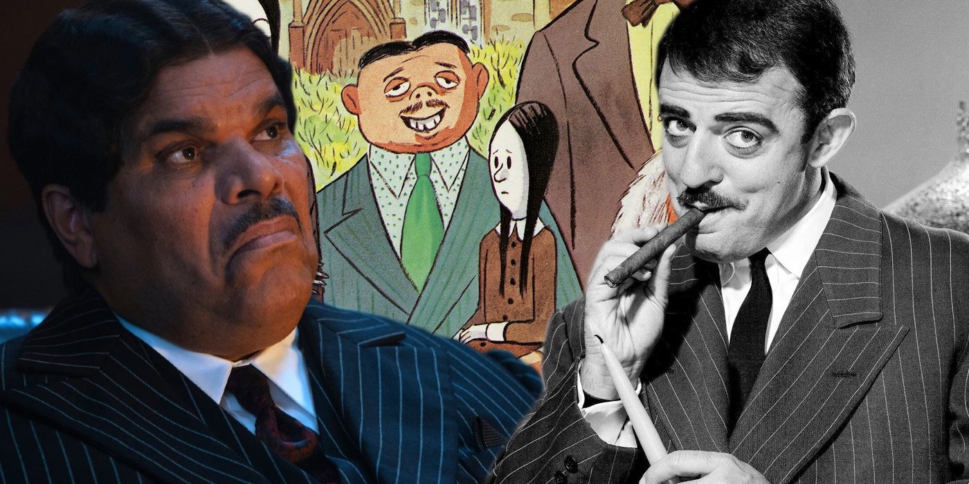 A composite image of Gomez Addams in various adaptations 