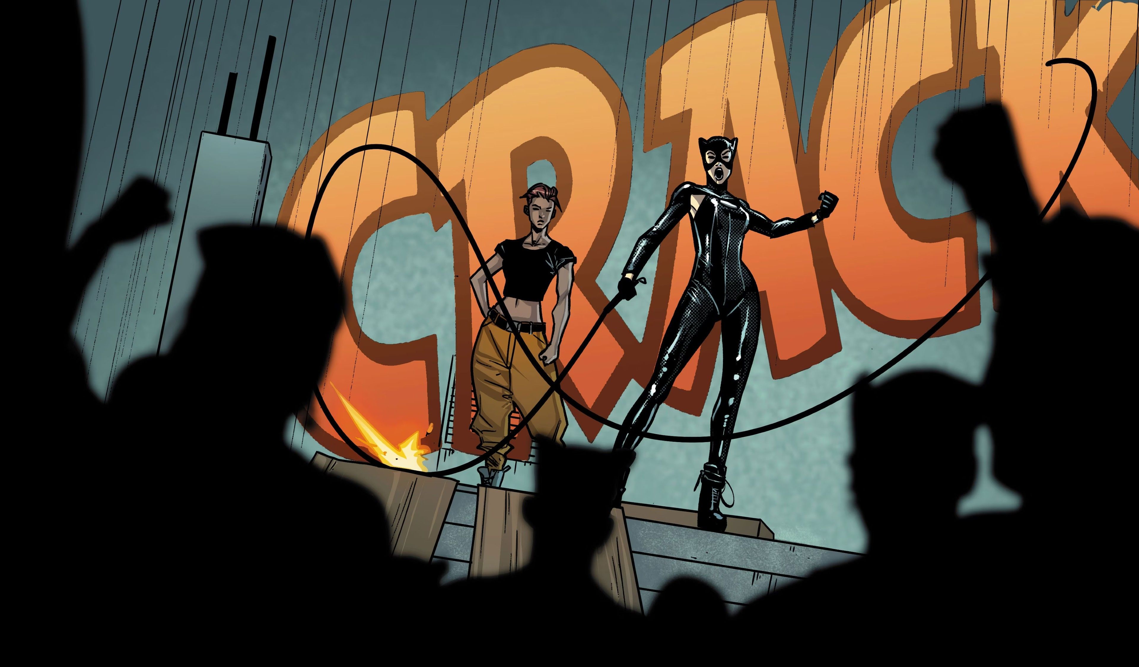 Gotham War Panel Catwoman Cracking Whip