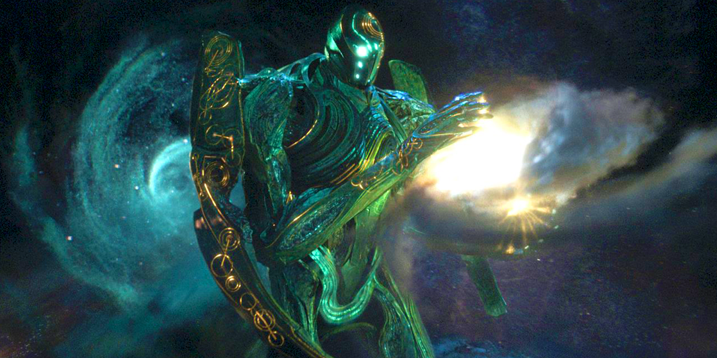 Green Celestial creating a galaxy in Eternals