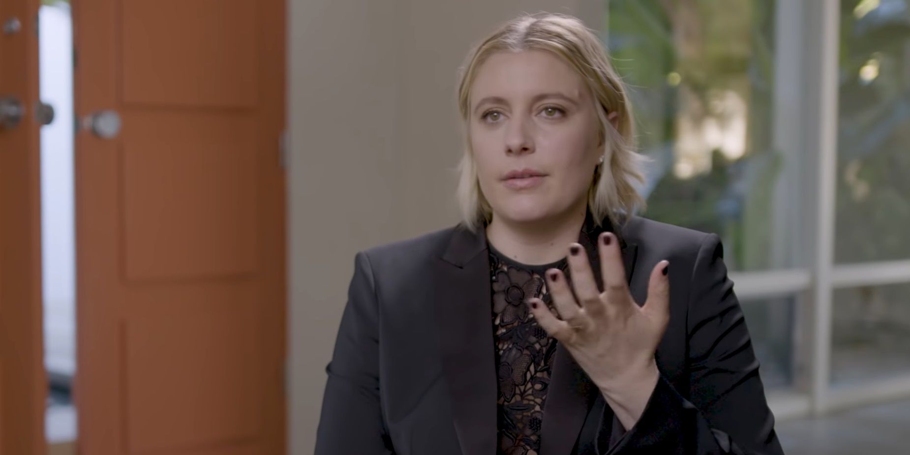 Greta Gerwig in a THR video