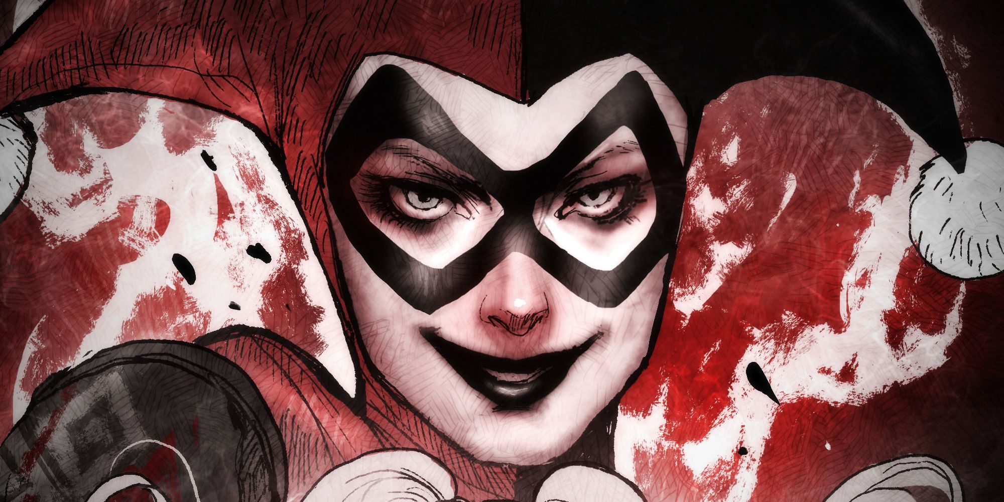 Harley Quinn Classic Mask and Hat in DC Comic Art