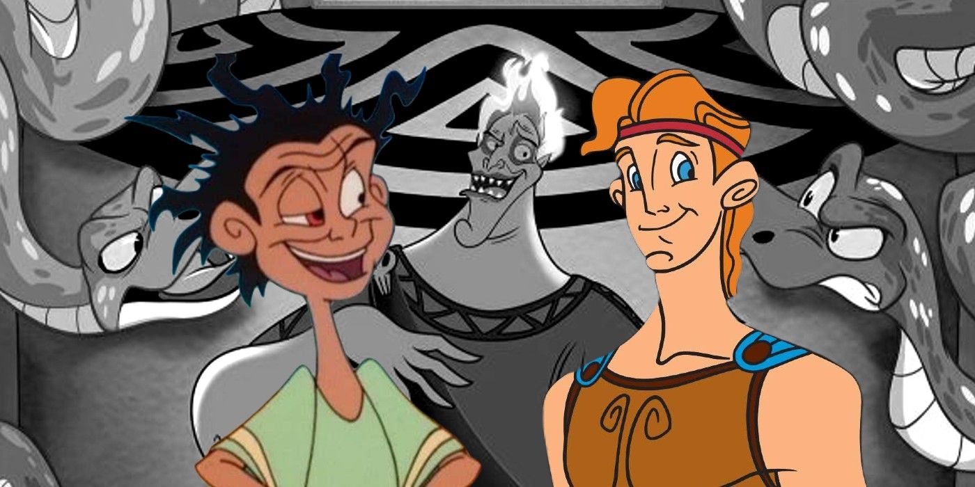 Composite image featuring Hades, as well as Hercules and Icarus from Hercules: The Animated Series. 