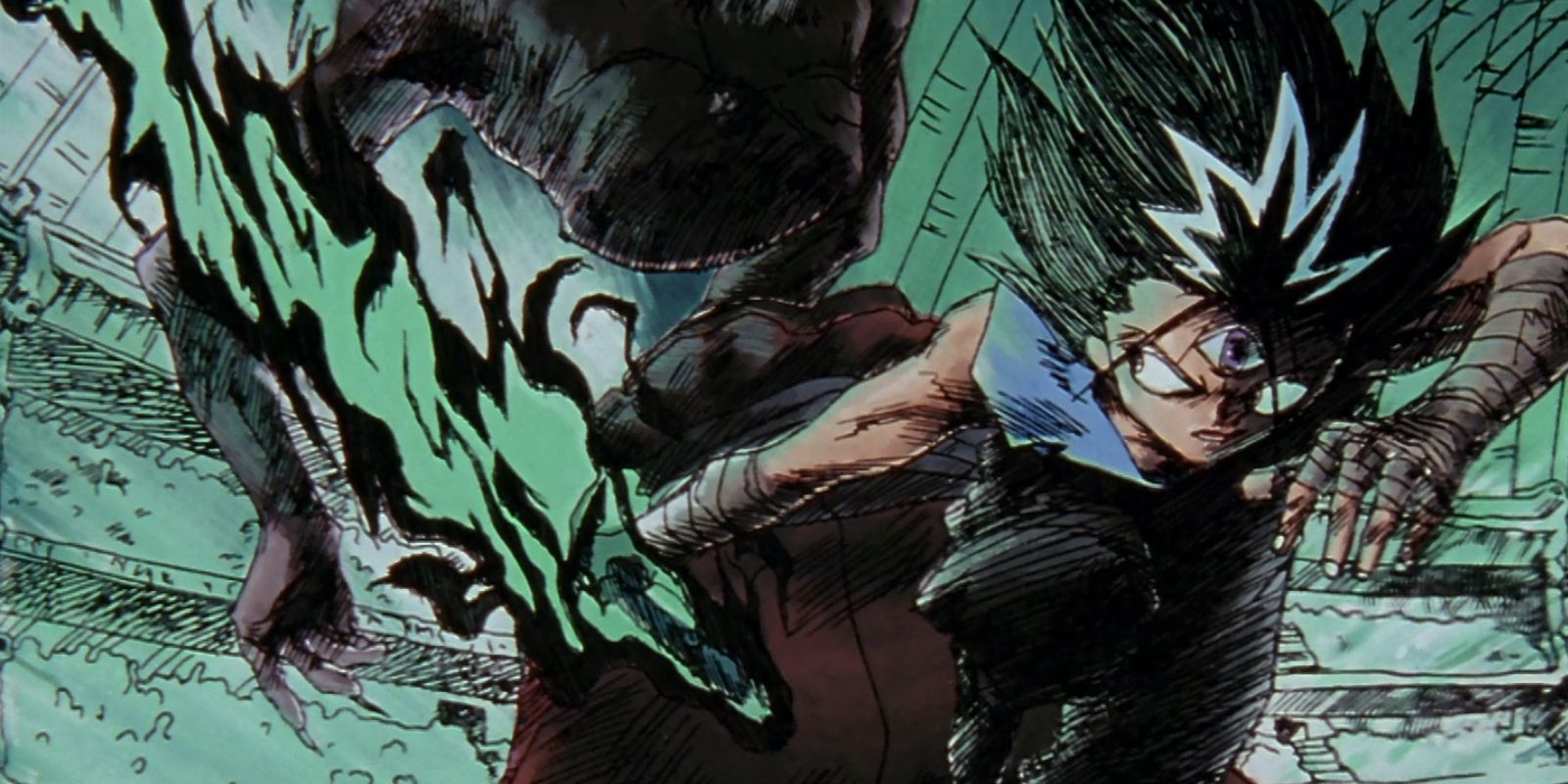 Hiei-from-Yu-Yu-Hakusho-cutting-through-Kuro-Momataro-with-a-flame-sword
