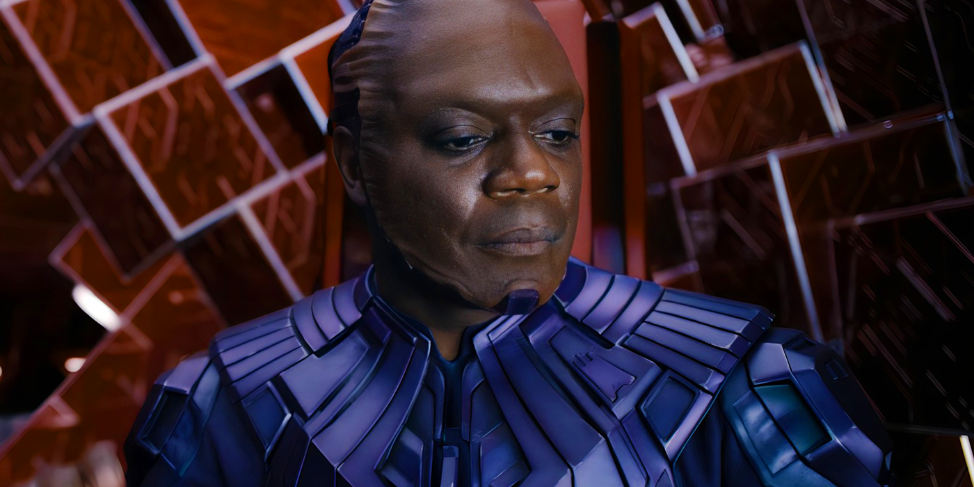 Chukwudi Iwuji as the High Evolutionary looking down proudly in Guardians of the Galaxy Vol. 3