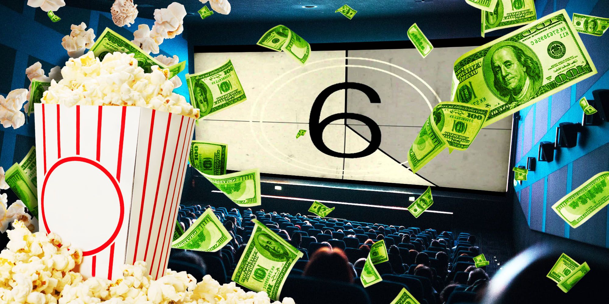 Movie theater, popcorn, money