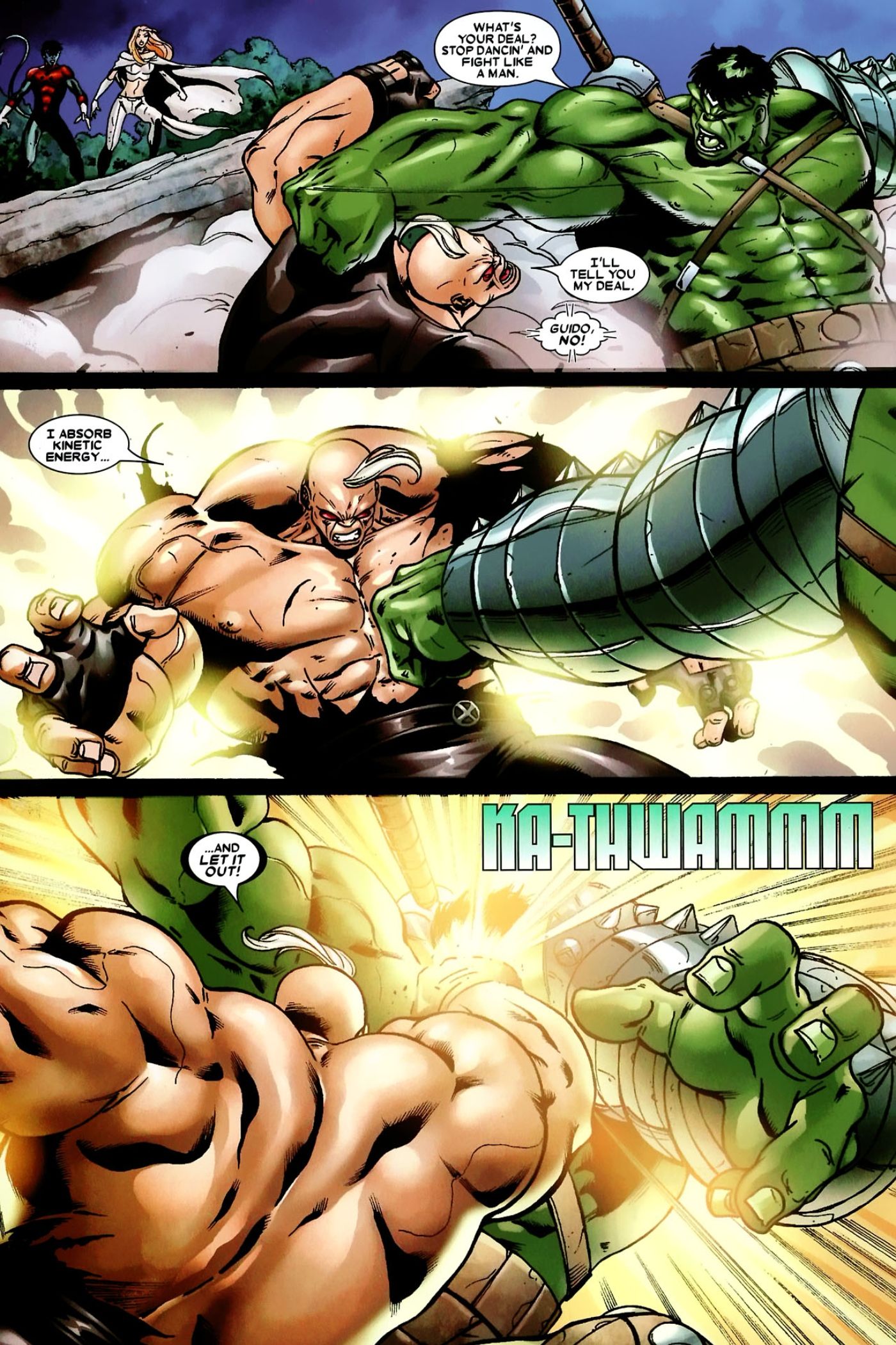 Hulk vs Strong Guy in World War Hulk.