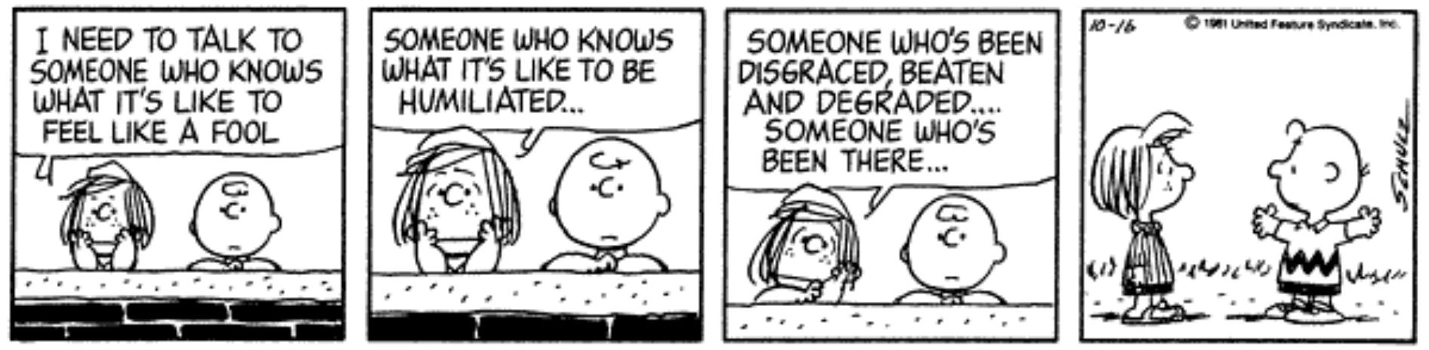 Humiliated Charlie Brown Peanuts