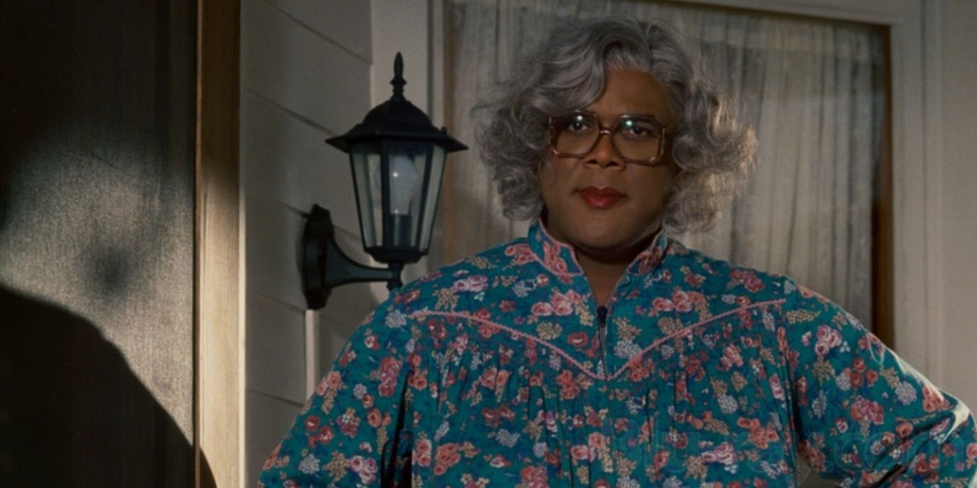 Tyler Perry as Madea looks disappointed in I Can Do Bad All By Myself.