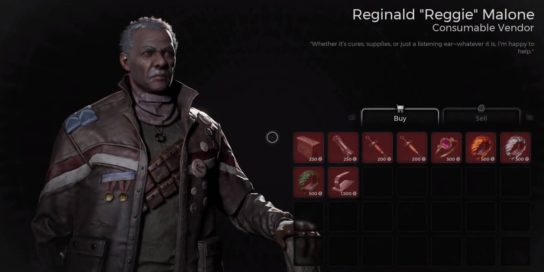 Remnant 2 Reggie Malone Consumable Vendor with Bright Steel Ring in Inventory