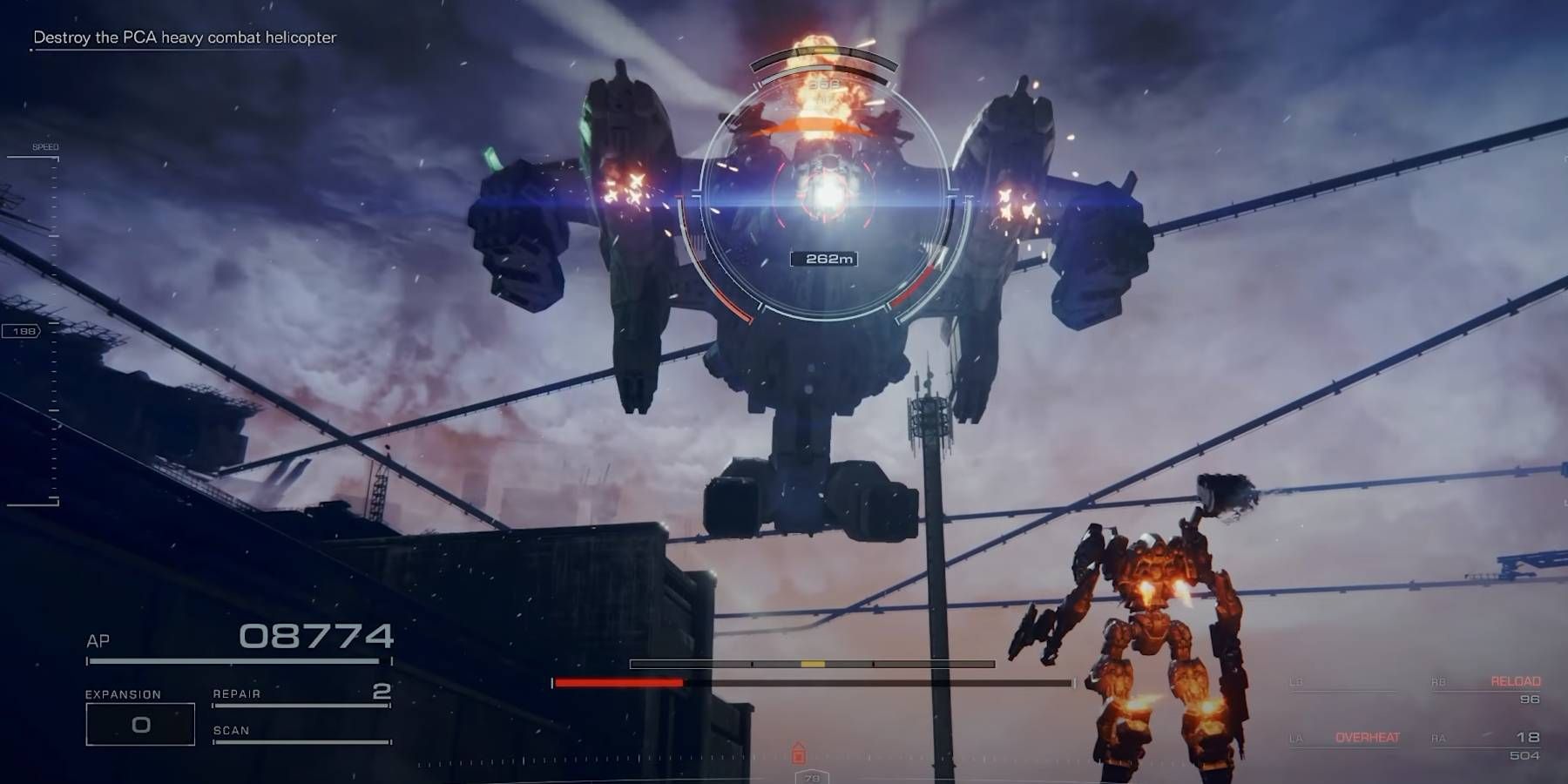 Armored Core 6 Boss Battle to Defeat the HC Helicopter Boss in Tutorial Mission