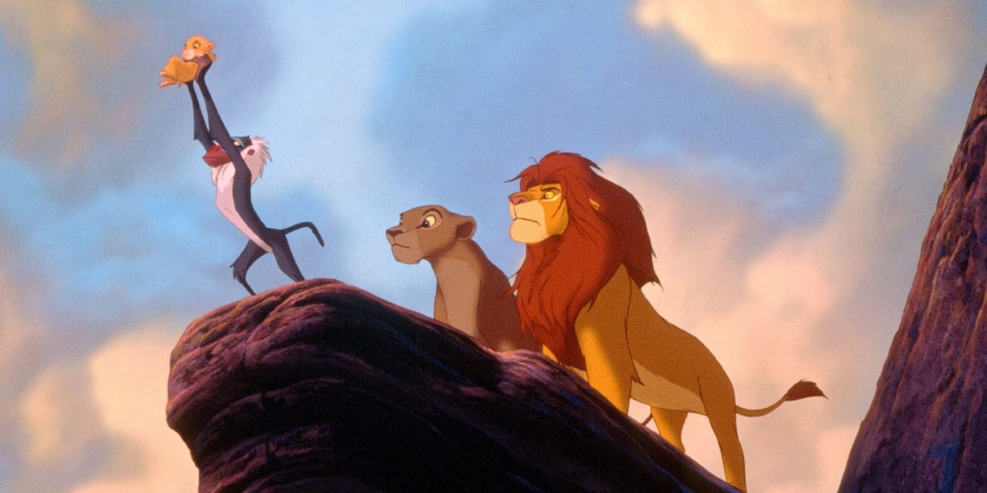  Matthew Broderick as Simba, Moira Kelly as Nala, and Robert Guillaume as Rafiki are presenting the new lion cub Kiara in The Lion King