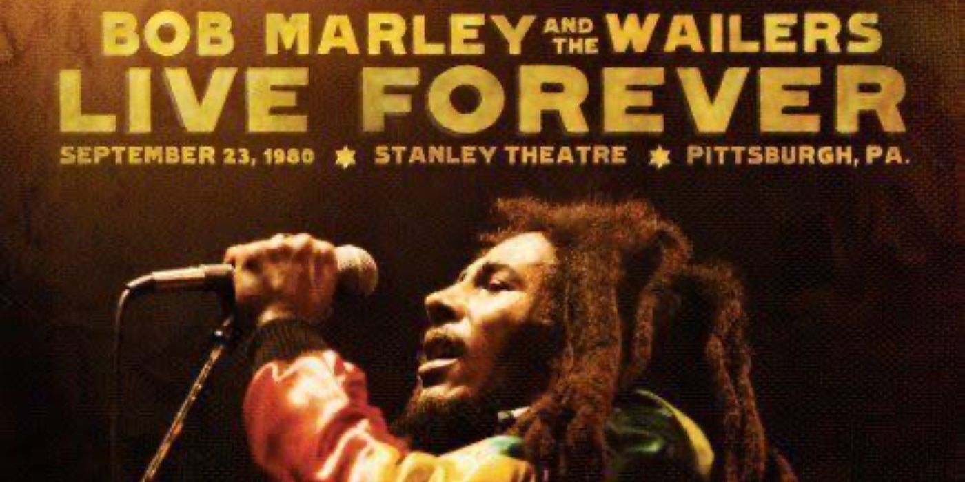 Bob Marley's album cover for his final live concert, titled Live Forever.