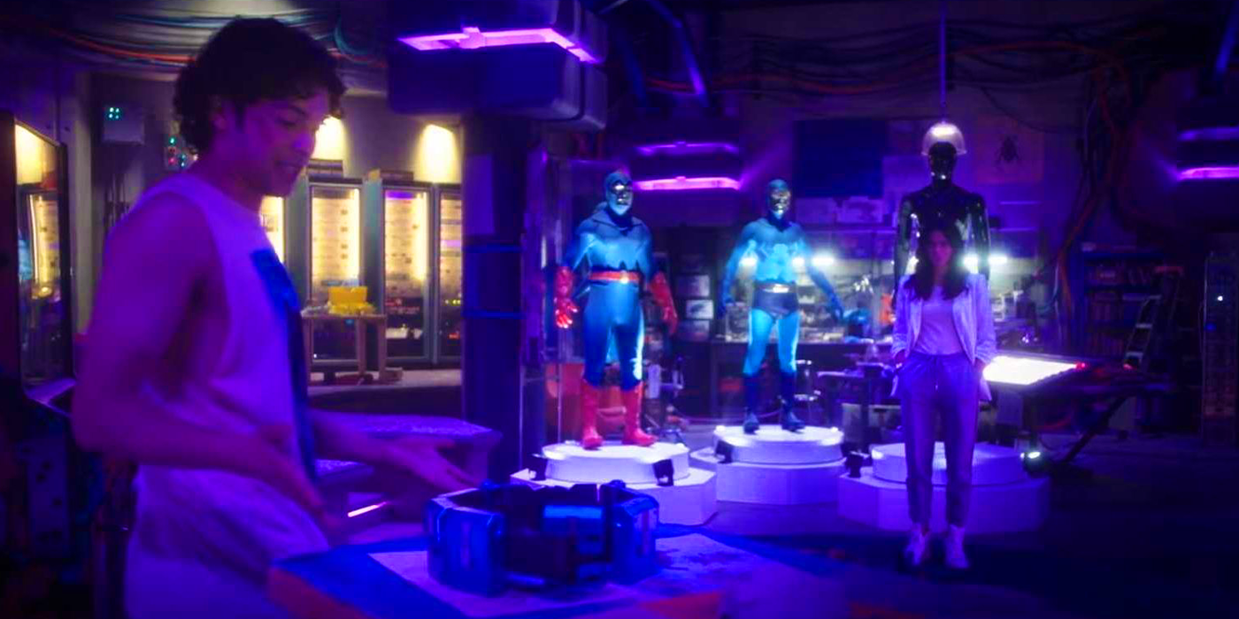 Jaime Reyes and Jenny Kord in Ted Kord&rsquo;s Blue Beetle lair