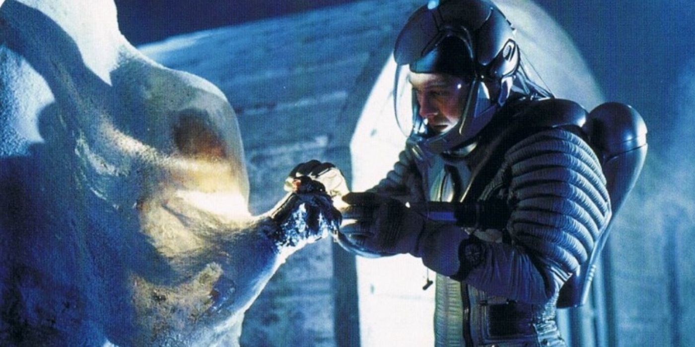 James Spader in Supernova examining something