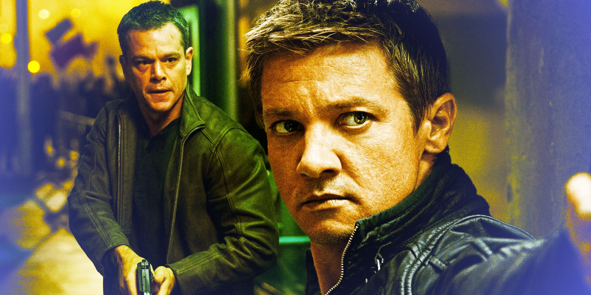 Matt Damon as Jason Bourne and Jeremy Renner as Aaron Cross