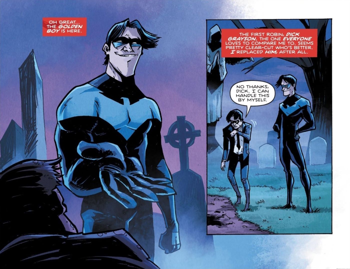 Nightwing Reaching Out to a Young Jason Todd