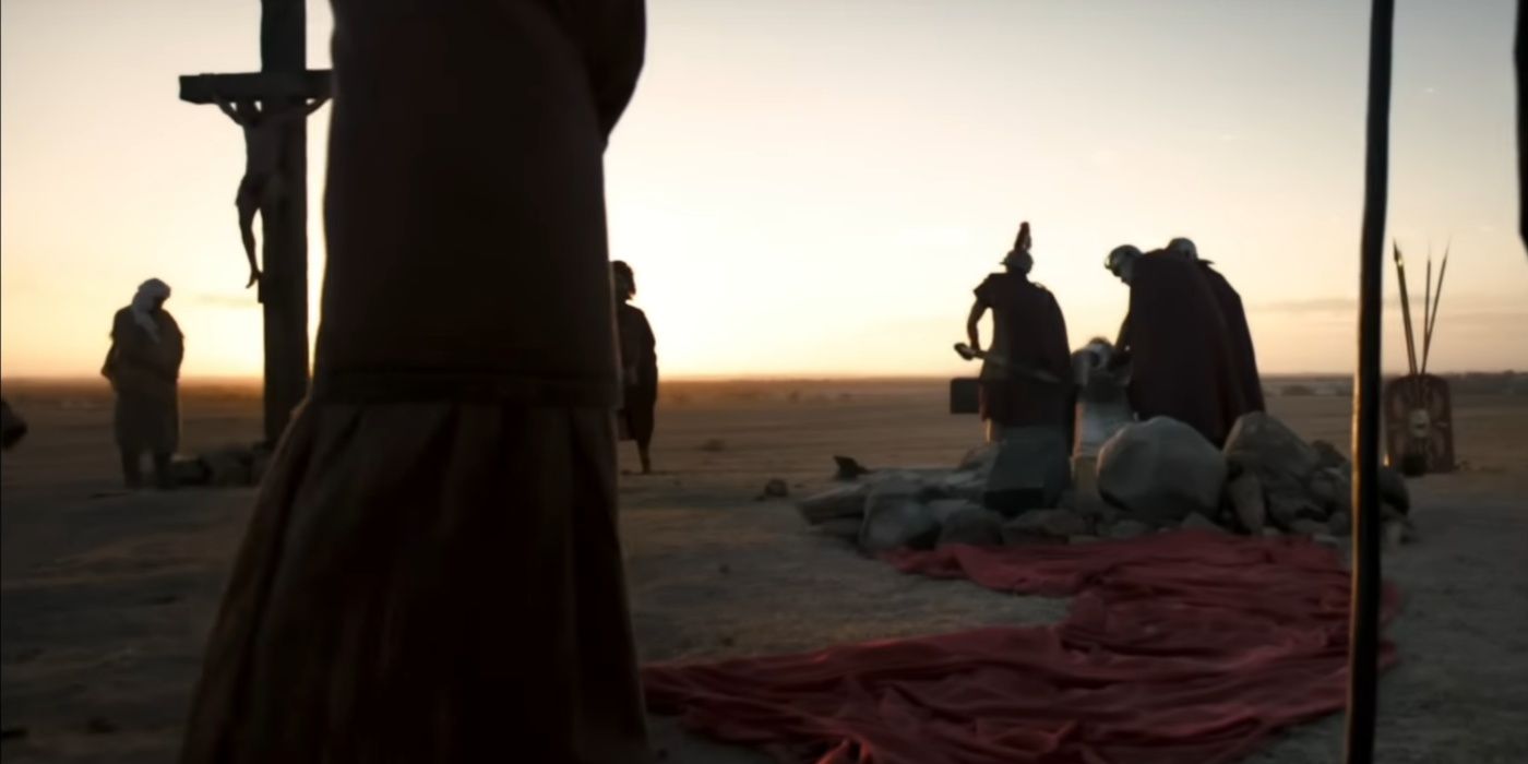 Jesus being crucified by Romans