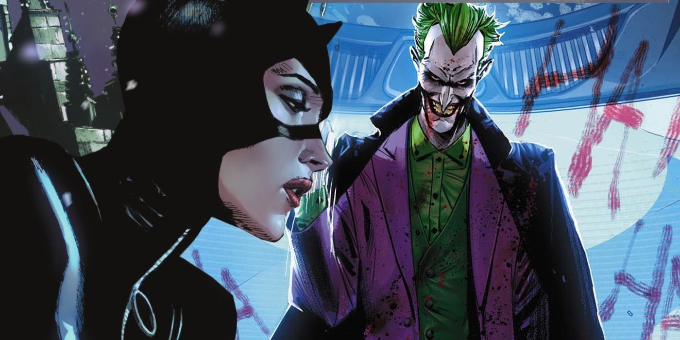 Comic book art: Joker and Catwoman from DC Comics.