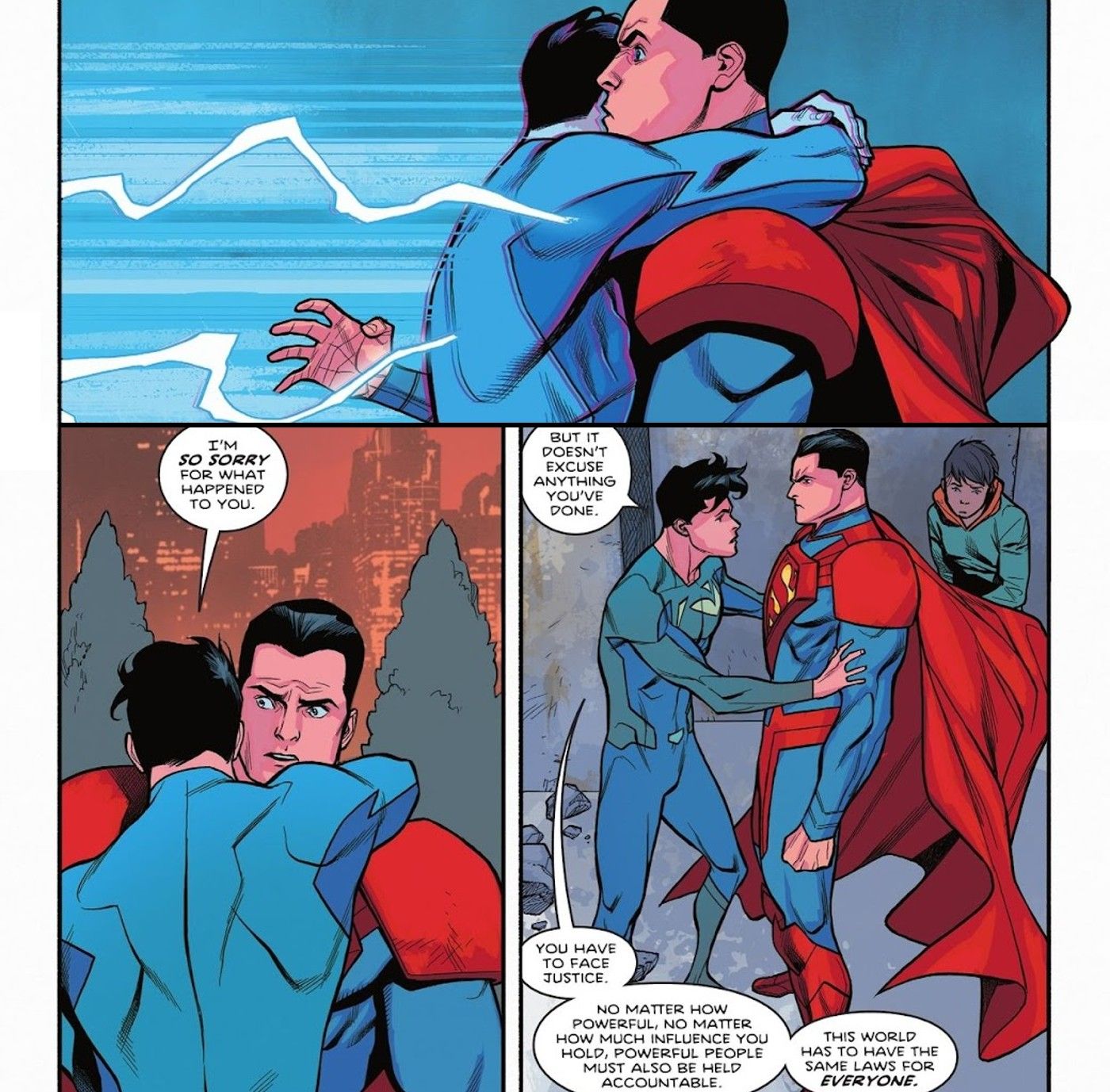 jon kent superman hugs injustice superman